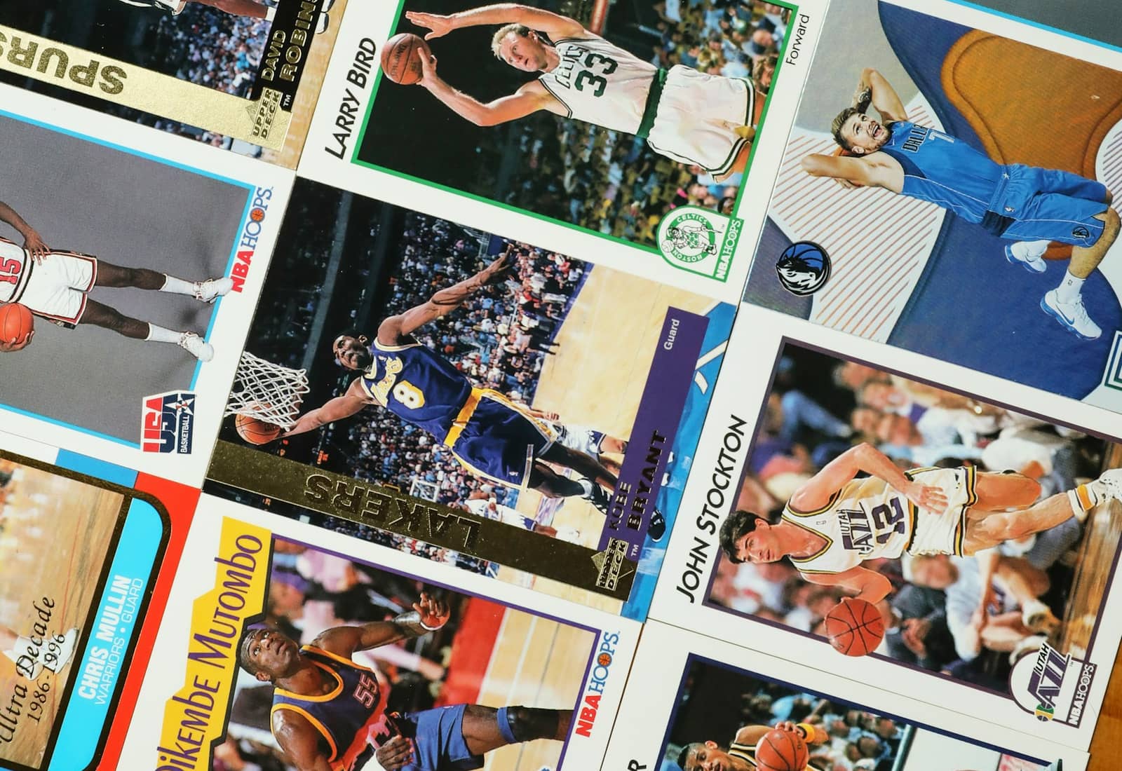 A spread of vintage sports cards